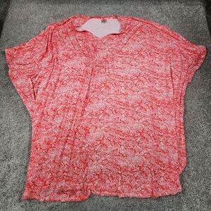 Natori Poncho Womens Medium Floral Sleeveless V Neck Blouse Top Oversized Cape‎